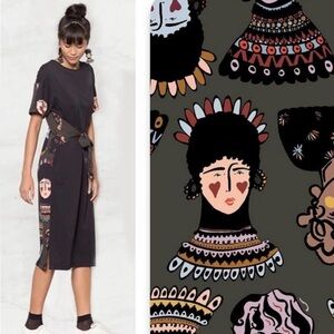 Gorman x Claire Johnson Print Front Tie Midi Dress